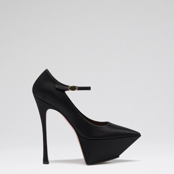Yigit Pump Black Satin 39 EU 8.5 Amina Muaddi BRAND NEW in box dust bag RHoBH - Picture 4 of 11